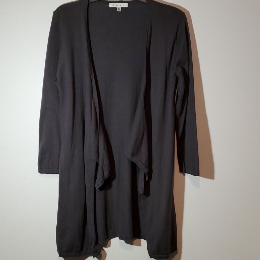 CAbi Lightweight Grey Front Tie Cardigan
